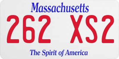 MA license plate 262XS2
