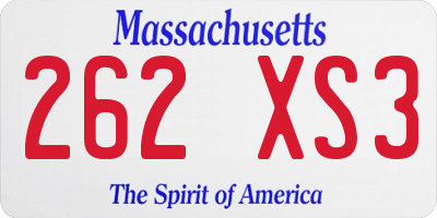 MA license plate 262XS3