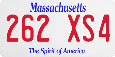 MA license plate 262XS4