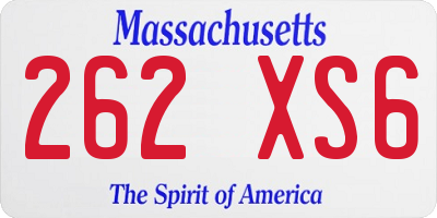 MA license plate 262XS6