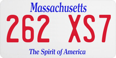 MA license plate 262XS7