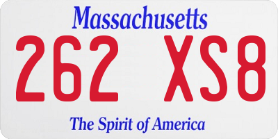 MA license plate 262XS8