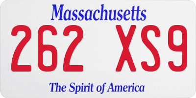 MA license plate 262XS9