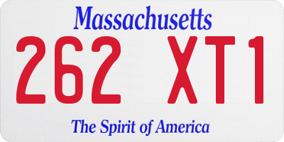 MA license plate 262XT1