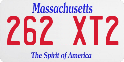 MA license plate 262XT2