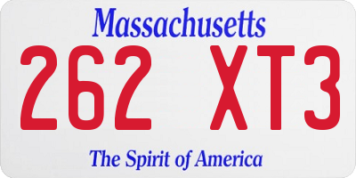 MA license plate 262XT3
