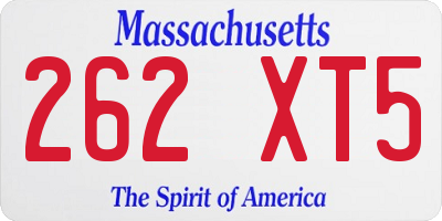 MA license plate 262XT5