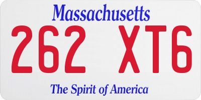 MA license plate 262XT6