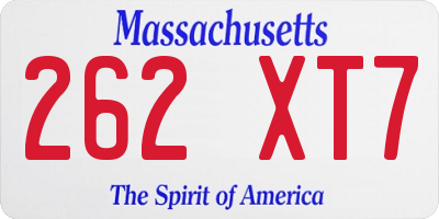 MA license plate 262XT7