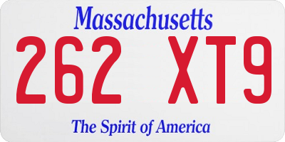 MA license plate 262XT9