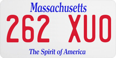 MA license plate 262XU0