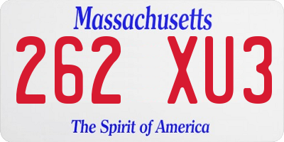 MA license plate 262XU3