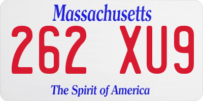 MA license plate 262XU9
