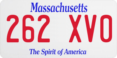 MA license plate 262XV0