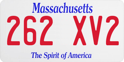 MA license plate 262XV2