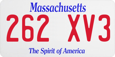 MA license plate 262XV3