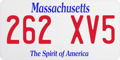 MA license plate 262XV5