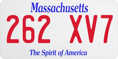 MA license plate 262XV7