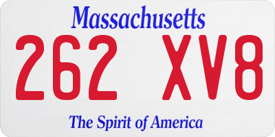 MA license plate 262XV8