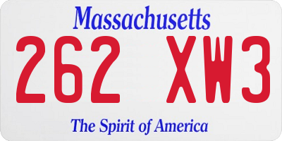 MA license plate 262XW3