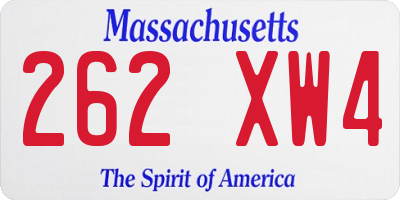 MA license plate 262XW4