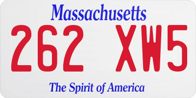 MA license plate 262XW5
