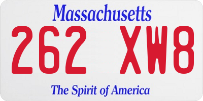 MA license plate 262XW8