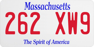 MA license plate 262XW9