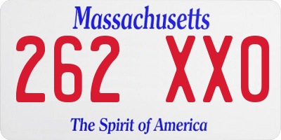 MA license plate 262XX0