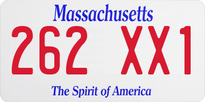 MA license plate 262XX1