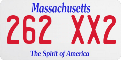 MA license plate 262XX2