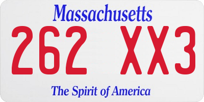 MA license plate 262XX3