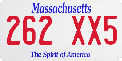 MA license plate 262XX5