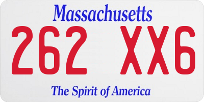 MA license plate 262XX6