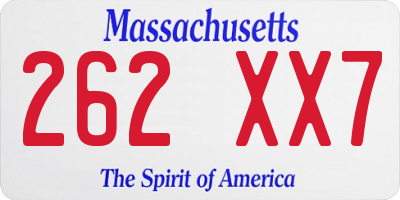MA license plate 262XX7