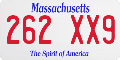 MA license plate 262XX9