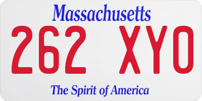MA license plate 262XY0