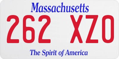 MA license plate 262XZ0