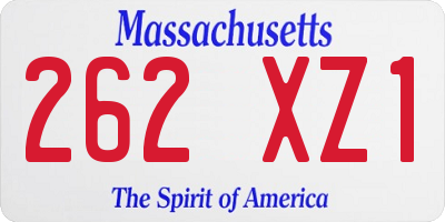 MA license plate 262XZ1