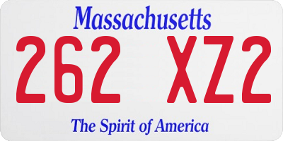 MA license plate 262XZ2