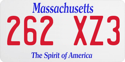 MA license plate 262XZ3