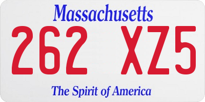 MA license plate 262XZ5