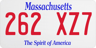 MA license plate 262XZ7