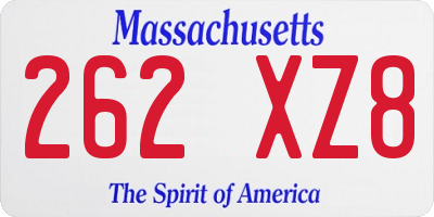 MA license plate 262XZ8