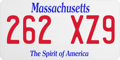 MA license plate 262XZ9