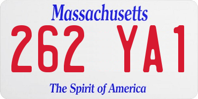 MA license plate 262YA1