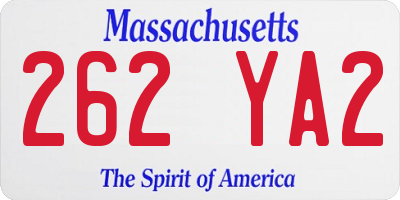 MA license plate 262YA2