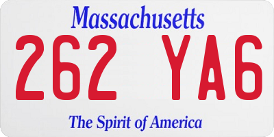 MA license plate 262YA6
