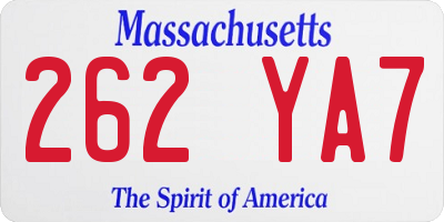 MA license plate 262YA7
