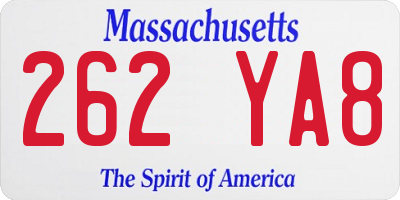 MA license plate 262YA8